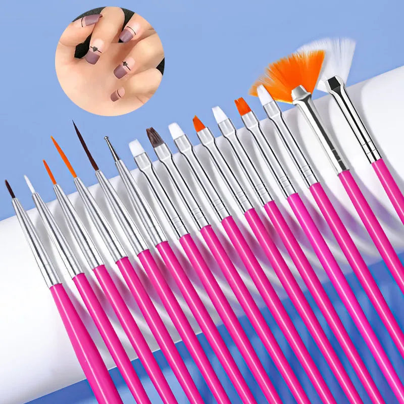 15 Pcs Art Brush Set Nail Art Brush Set Pink Brush Set 