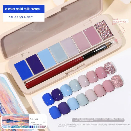 8 Colors Solid UV Nail Gel Palette - BlueStar